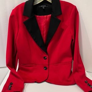 Vintage inspired Classic short peplum red with black collar blazer